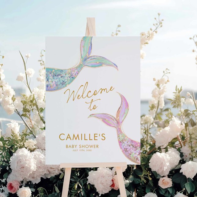 Mermaid Under the Sea Baby Shower Welcome Sign (Mermaid Tail Baby Shower Welcome Sign)
