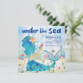 Mermaid Under The Sea Beach Bridal Shower Invitation (Standing Front)