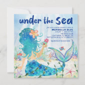 Mermaid Under The Sea Beach Bridal Shower Invitation (Front)