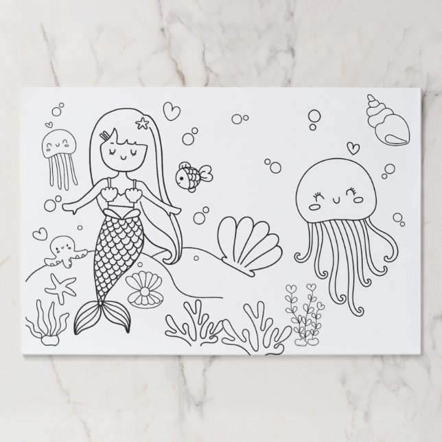 Mermaid Under The Sea Birthday Activity Paper Pad (Front)