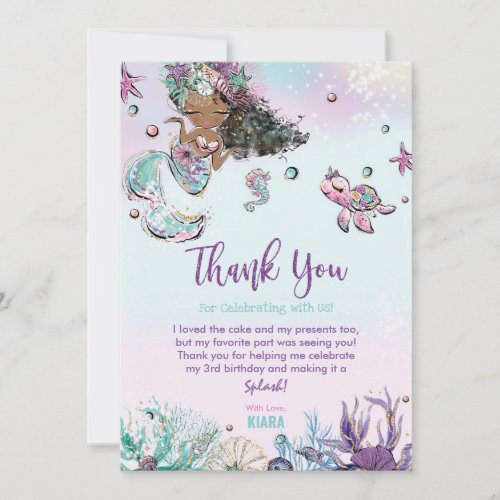 Mermaid Under the Sea Birthday Baby Shower African Thank You Card