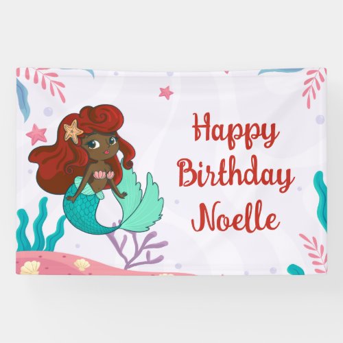 Mermaid Under the Sea Birthday Banner