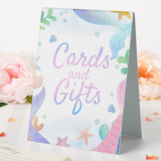 Mermaid Under The Sea Birthday Cards and Gifts Table Tent