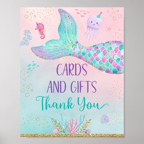 Mermaid Under The Sea Birthday Cards  Gifts Poster