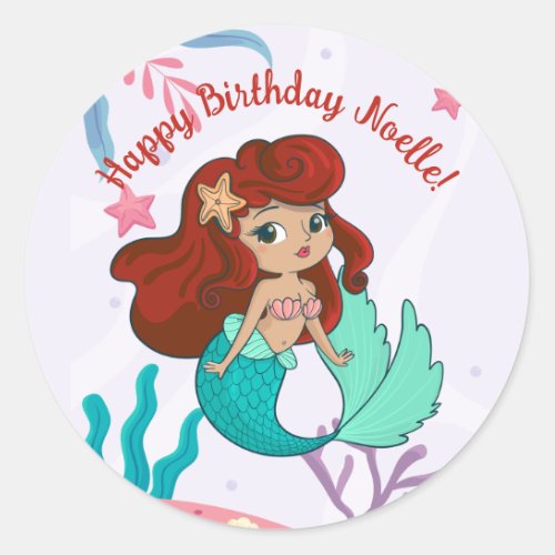 Mermaid Under the Sea Birthday Classic Round Sticker