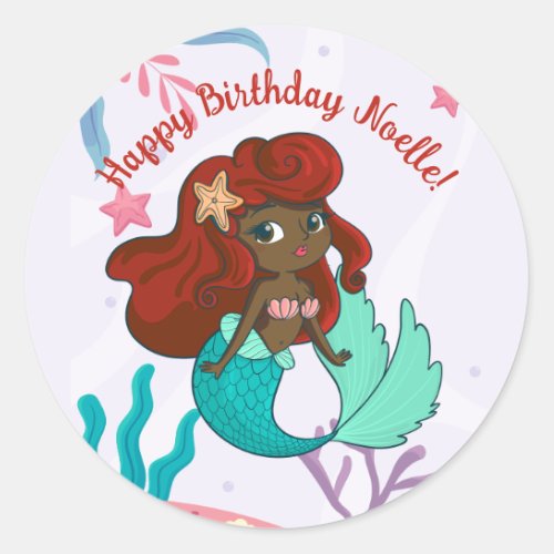 Mermaid Under the Sea Birthday Classic Round Sticker