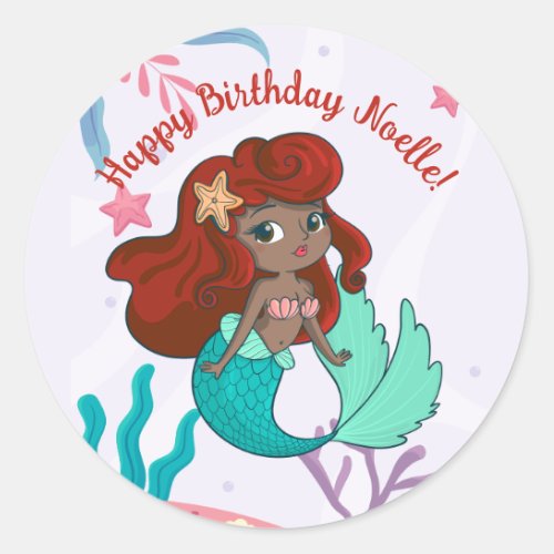 Mermaid Under the Sea Birthday Classic Round Sticker