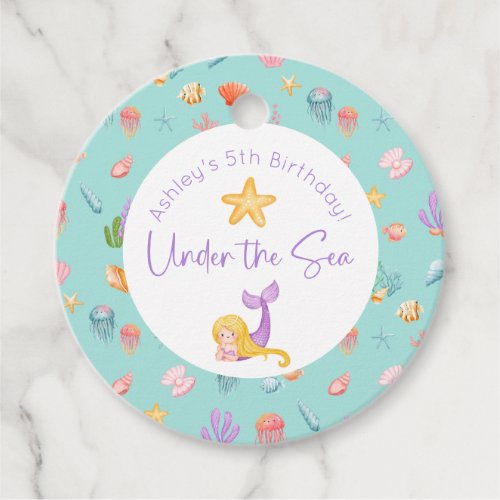 Mermaid Under The Sea Birthday Favor Tags