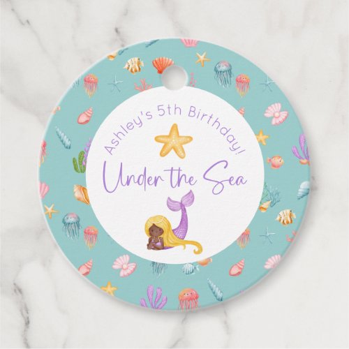 Mermaid Under The Sea Birthday Favor Tags