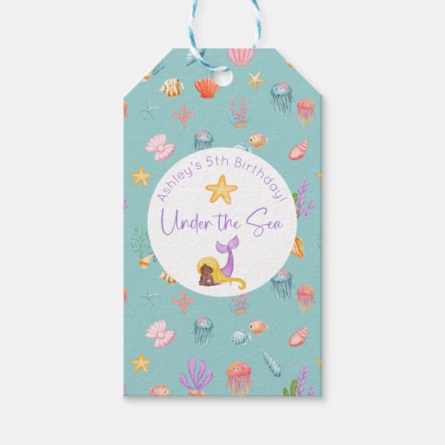 Mermaid Under The Sea Birthday Gift Tags