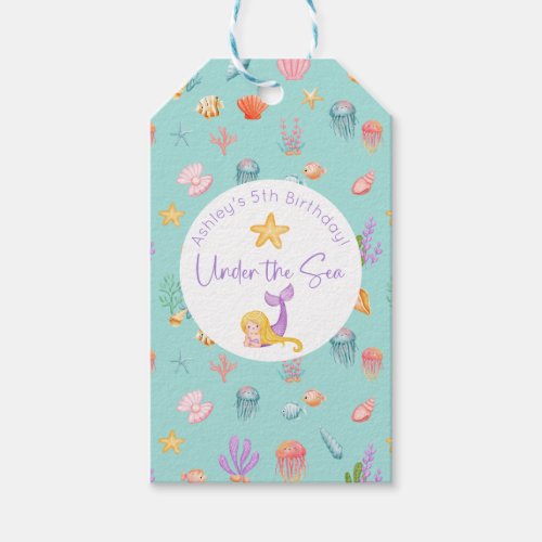 Mermaid Under The Sea Birthday Gift Tags