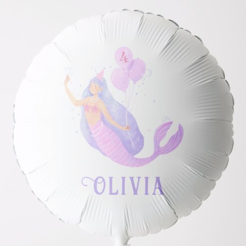 Mermaid Under the Sea Birthday Girl Age Balloon