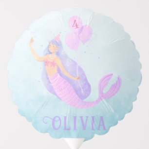 Mermaid Under the Sea Birthday Girl Age Blue Balloon