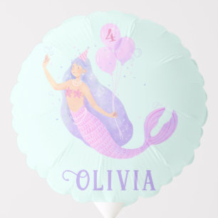 Mermaid Under the Sea Birthday Girl Age Blue Balloon