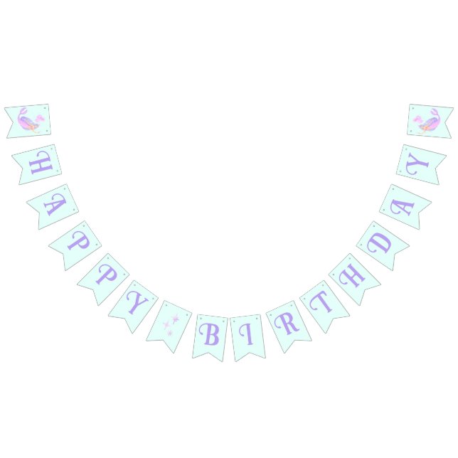 Mermaid Under the Sea Birthday Girl Age Blue Bunting Flags (All)