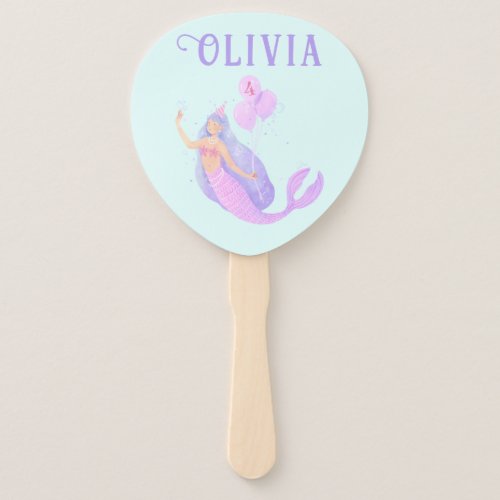 Mermaid Under the Sea Birthday Girl Age Blue Hand Fan