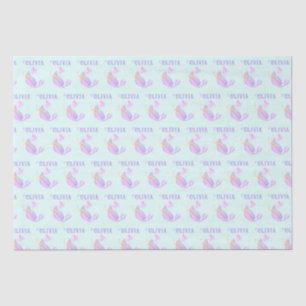 Mermaid Under the Sea Birthday Girl Age Blue Tissue Paper