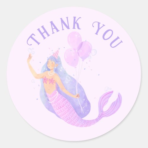 Mermaid Under the Sea Birthday Girl Age Favor Classic Round Sticker