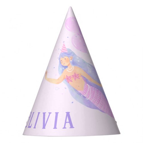 Mermaid Under the Sea Birthday Girl Age Name Pink Party Hat