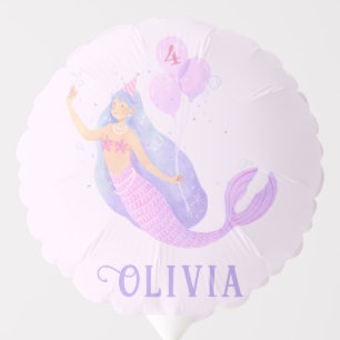 Mermaid Under the Sea Birthday Girl Age Pink Balloon