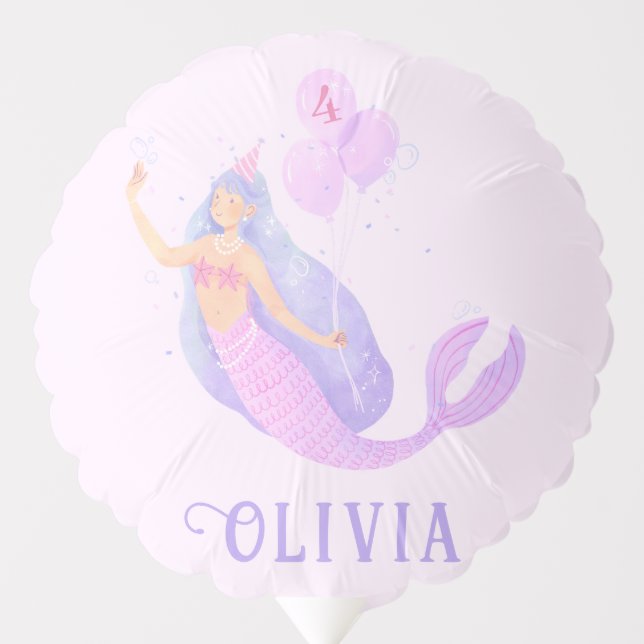 Mermaid Under the Sea Birthday Girl Age Pink Balloon (Front)