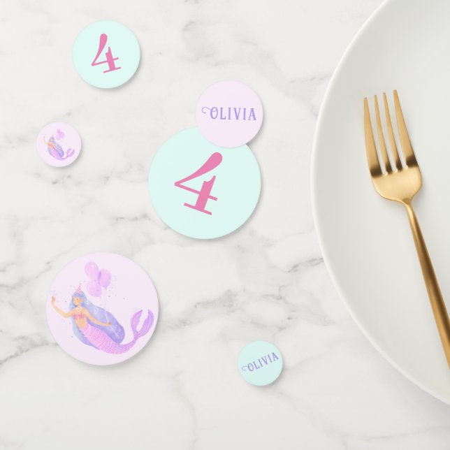 Mermaid Under the Sea Birthday Girl Age Pink Blue Confetti (Group)