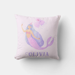 Mermaid Under the Sea Birthday Girl Age Throw Pillow