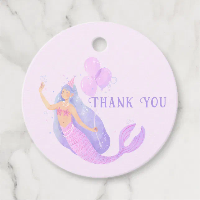 Mermaid Under the Sea Birthday Girl Thank you Favor Tags | Zazzle