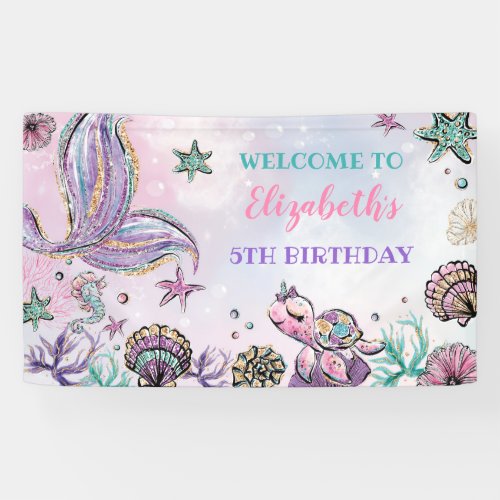 Mermaid Under the Sea Birthday Girl Welcome Party Banner