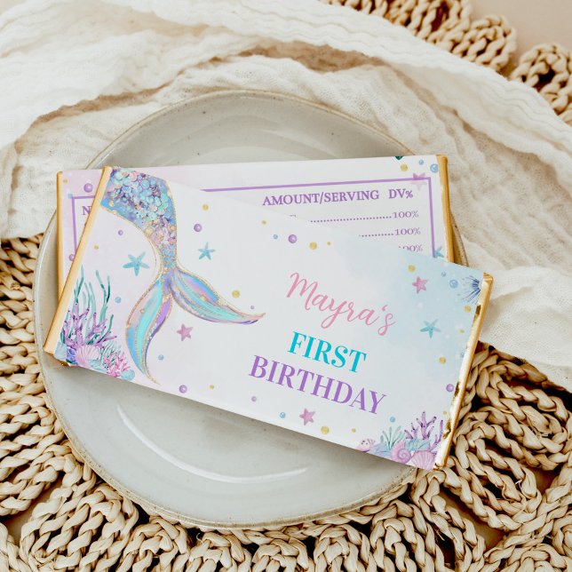 Mermaid Under the Sea Birthday Hershey Bar Favors (Creator Uploaded)