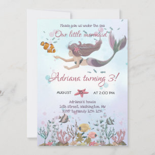 Mermaid Under The Sea Birthday Invitation