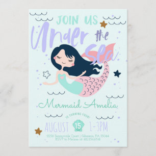 Mermaid Under the Sea Birthday Invitation