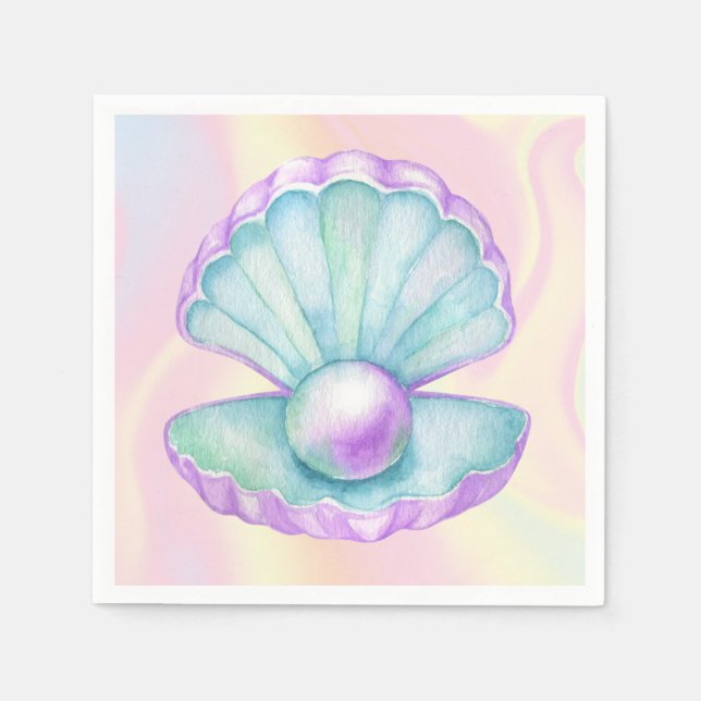 Mermaid Under the Sea Birthday Napkins (Front)