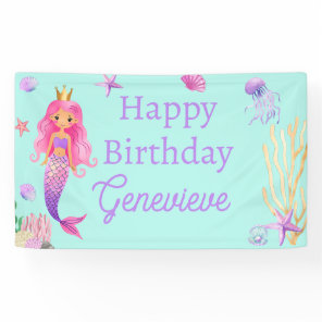 Mermaid Under The Sea Birthday Party Banner