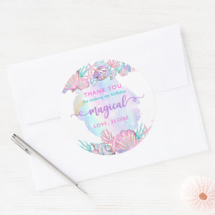 Mermaid Under The Sea Birthday Party Favor Classic Round Sticker