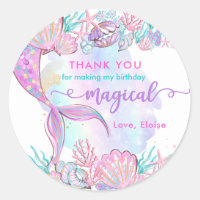 Mermaid Under The Sea Birthday Party Favor Classic Round Sticker