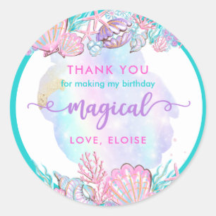 Mermaid Under The Sea Birthday Party Favor Classic Round Sticker