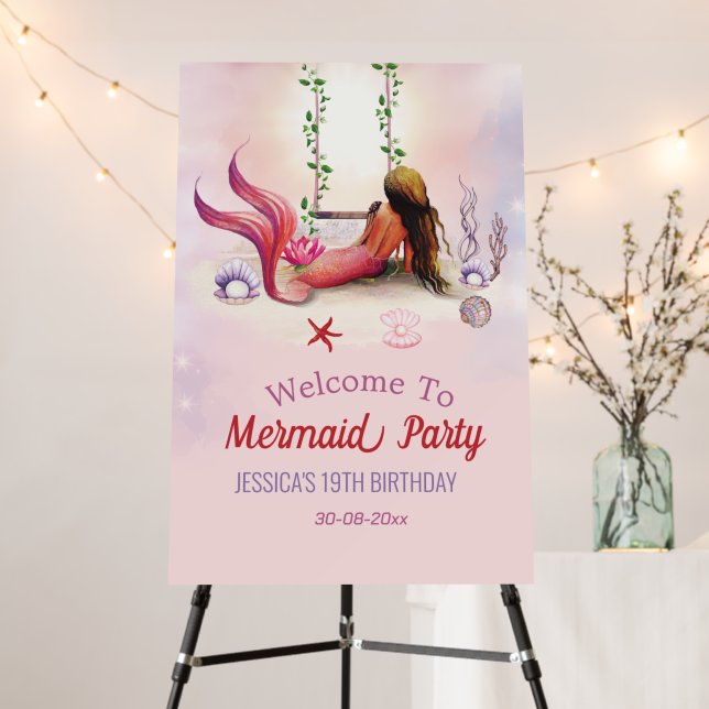Mermaid Under The Sea Birthday Party Foam Board (In Situ (Stand))