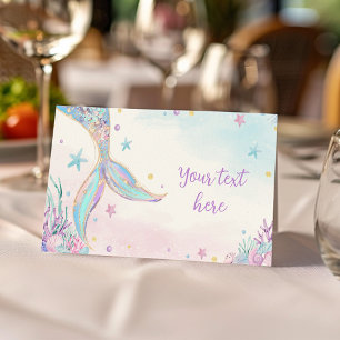 Mermaid Under the Sea Birthday Party Food Tent Place Card