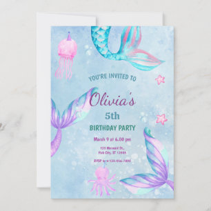 Mermaid Under The Sea Birthday Party Invitation