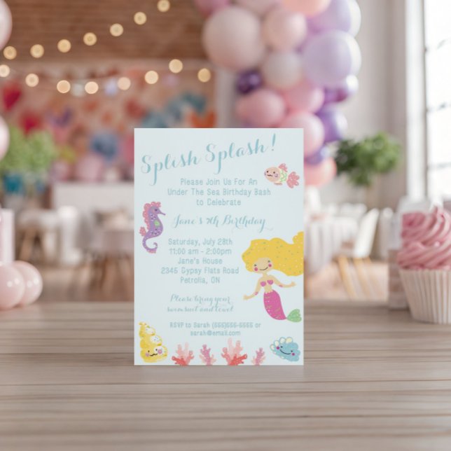 Mermaid Under the Sea Birthday Party Invitation (Creator Uploaded)