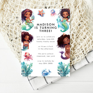 Mermaid Under the Sea Birthday Party Invitation