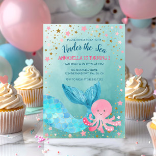 Mermaid Under the Sea Birthday Party Invitation