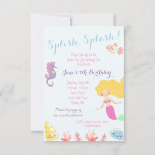 Mermaid Under the Sea Birthday Party Invitation