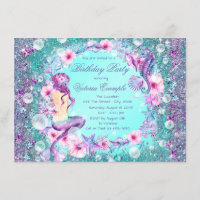 Mermaid Under the Sea Birthday Party Invitations