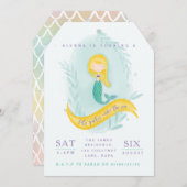 Mermaid under the sea birthday party invite. invitation (Front/Back)