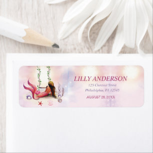 Mermaid Under The Sea Birthday Party Label