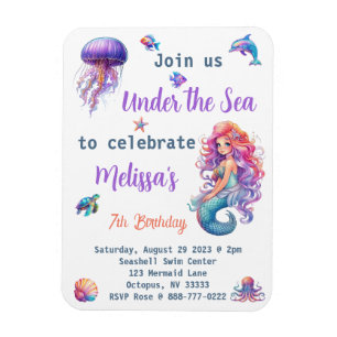 Mermaid Under the Sea Birthday Party Magnet