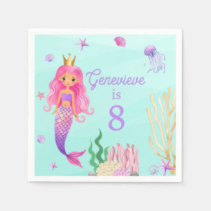 Mermaid Under the Sea Birthday Party Napkins