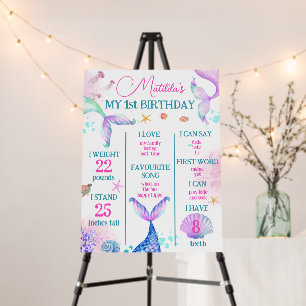 Mermaid Under the sea Birthday Party pink Foam Board